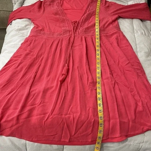 Torrid Mini Gauze Lace-Up Skater Swing Dress Womens 1X Long Bell Sleeve … - Picture 7 of 8